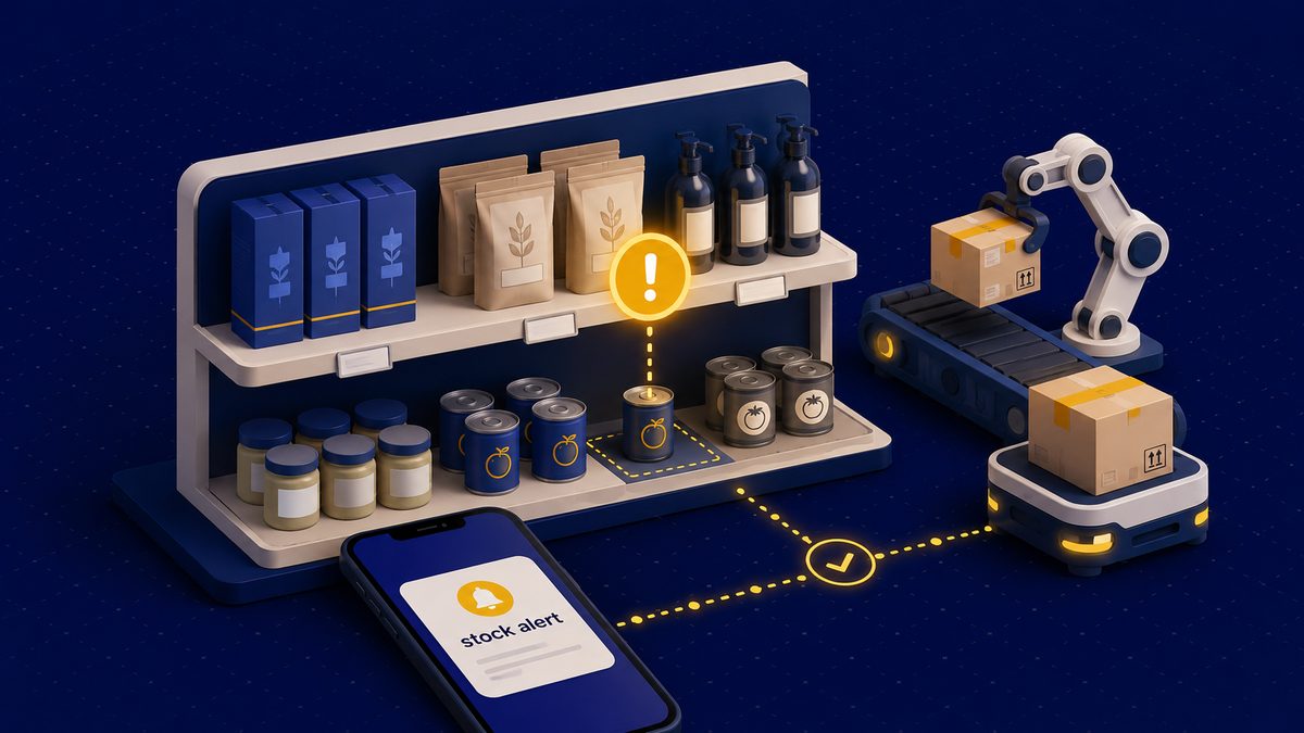 Alerte de stock : une notification prévient avant la rupture